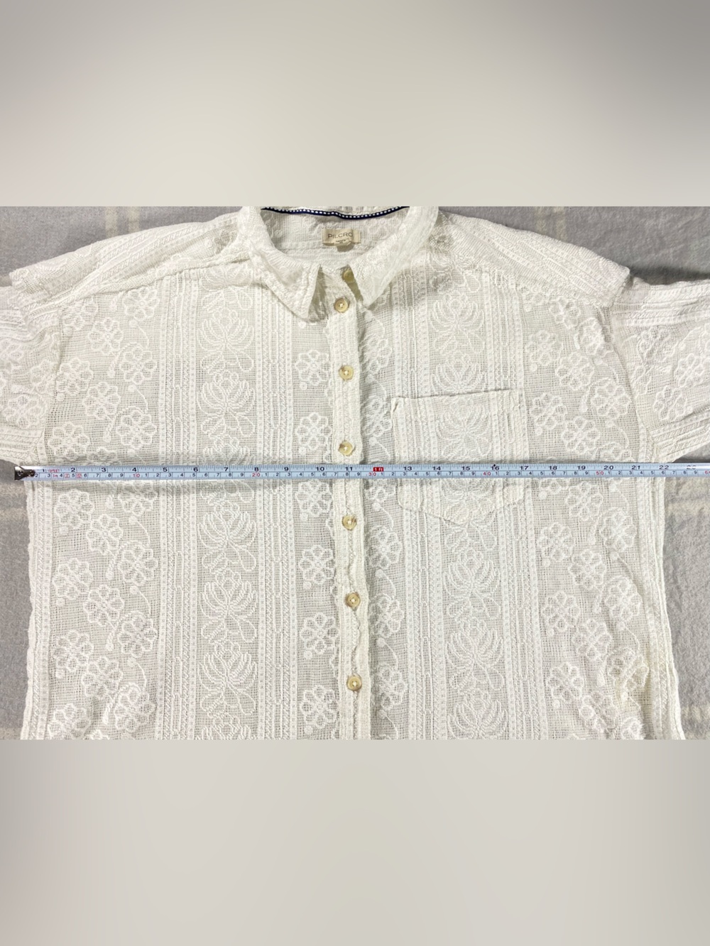 Pilcro Lace XS Button-Down Blouse Ivory Boho Shirt Top Peasant Cottagecore - Picture 6 of 8